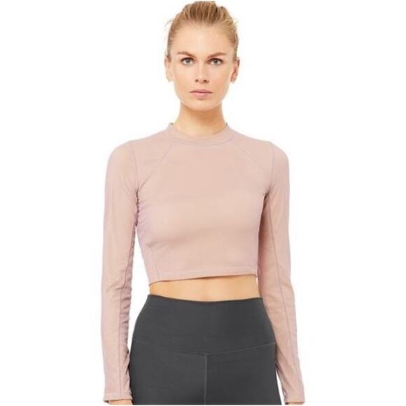 Alo Yoga Vision Long Sleeve Mesh Moves Top Pink Plum Women's Size Large - Picture 1 of 13